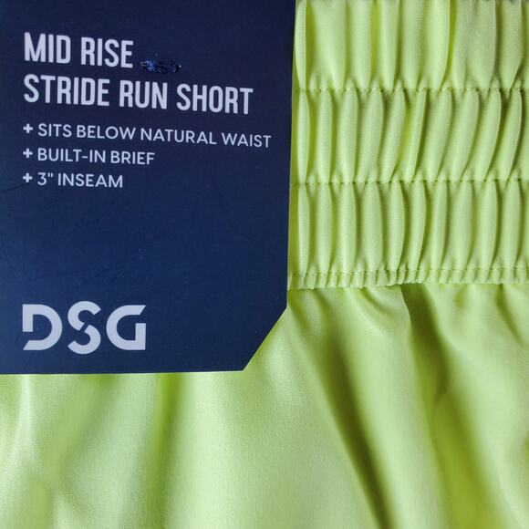DSG Womens Size 2XL Mid Rise Running Shorts Lo Vis Yellow 3in Inseam Lined New - Picture 3 of 7